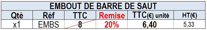 Embout barre de saut perche et hauteur